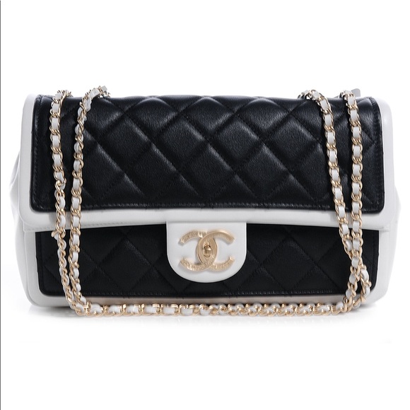 SOLD Black and White Authentic Chanel Flapbag - Picture 1 of 8